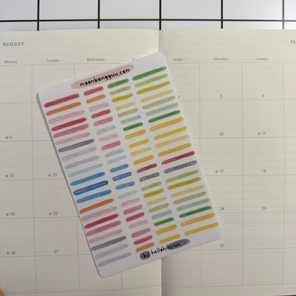 [LINE UP mixed] Semi Clear Long and Short Line Highlight Sticker